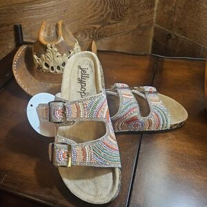 Jellypop Beaded Sandals with Buckles